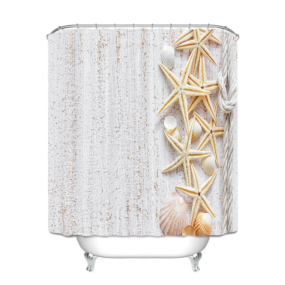 Mediterranean style polyester waterproof digital printing shower curtain