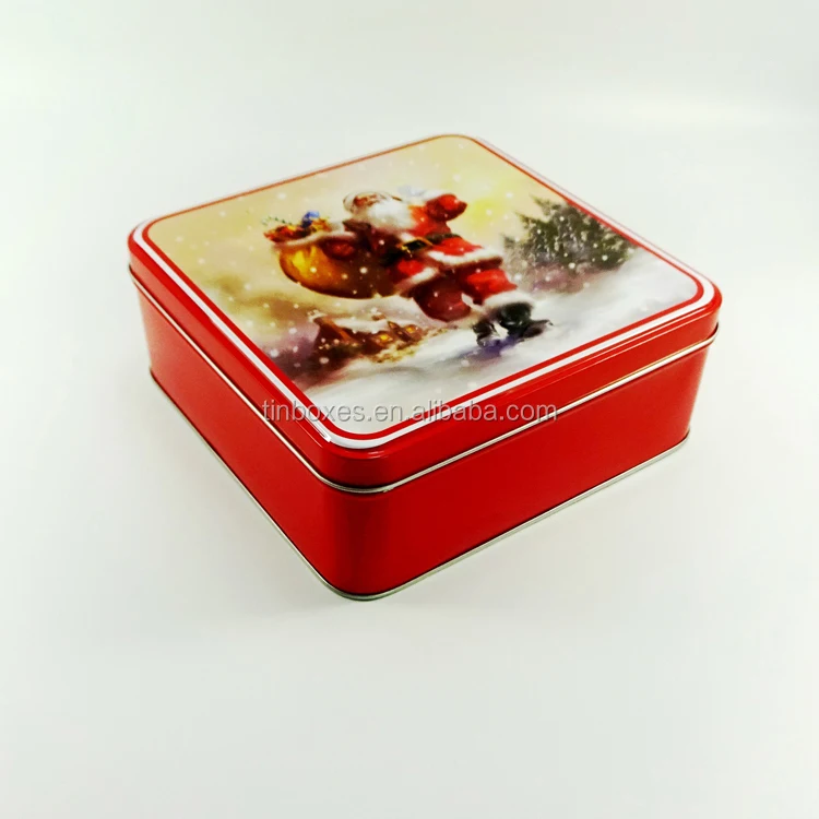 metal square christmas cookie biscuit tin gift tin candy tin box