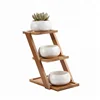 New Design Set of 3 Modern Mini Flower garden decor home tabletop wood bamboo planter pot stand shelf