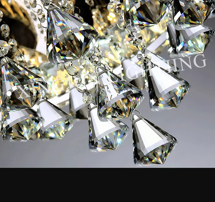 XingJun LED Metal plate ceiling light chandelier Stainless Steel crystal ceiling lamp
