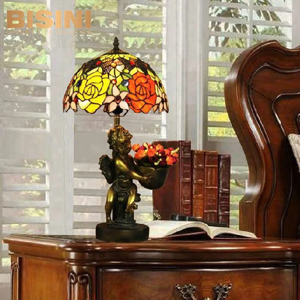 Bisini Tiffany Bedside Table Lamp Baby Angle Desk Lamp For Kids