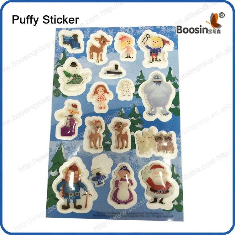 kids pvc cartoon 3d lovely and cute pvc puffy stickers for kid