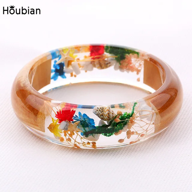 YQ12 Handmade vintage resin bangle bracelets with embedded dried flowers, White
YQ12 Handmade vintage resin bangle bracelets with embedded dried flowers, White