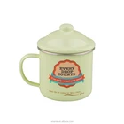 2020 new product logo printing enamelware metal cup fancy coffee cups and mugs with enameled lid for wholesale