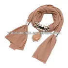 Latest fashion New design resin gemstone pendant scarf, pendant jewelry Scarf