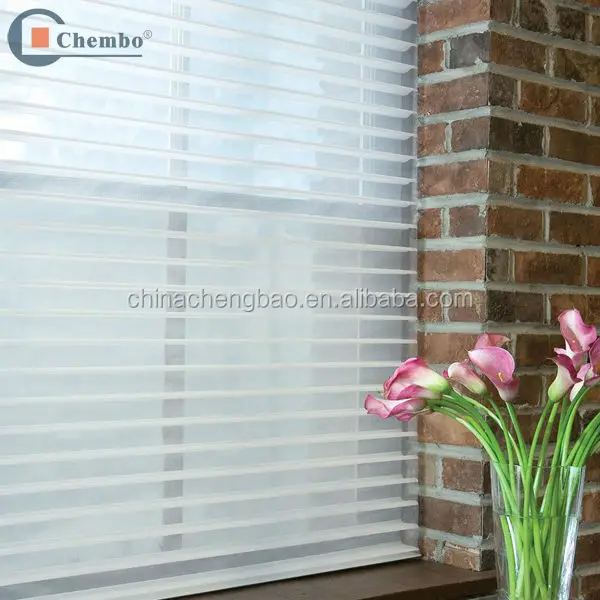 Electric Double Layer Fabric Motorized Shangri-la Blinds for Windows