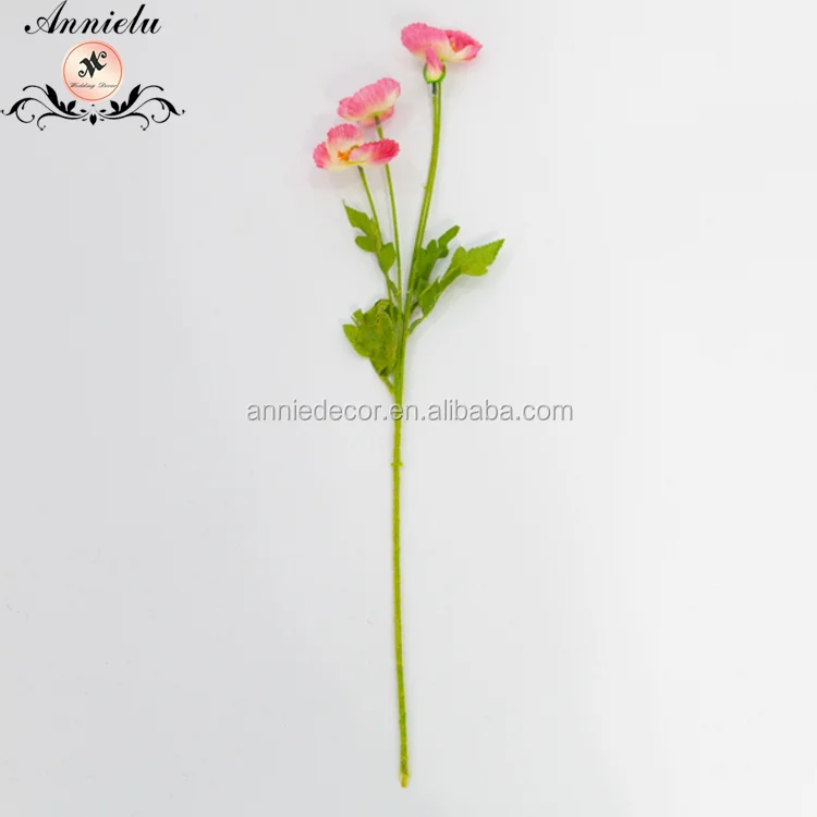 Wholesale Romantic Corn Poppy Flower, Long Steam Silk Artificial Flowers For Decoration Wedding Artificial