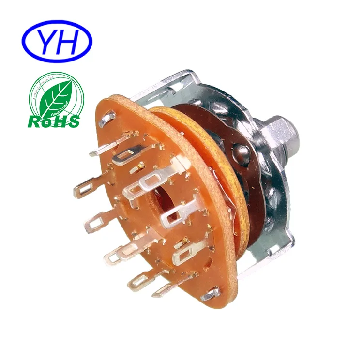 25mm ODM OEM Metal shaft electrical 3 pole 4 position rotary switch