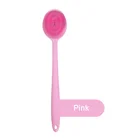 FDA approved ultra soft multi funtion pink silicone long handle body wash shower brush