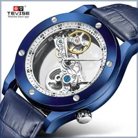 

2019 TEVISE Transparent Hollow Mechanical Watches Top Brand Luxury Automatic Watch Men Clock Skeleton Leather Men's Wristwatch