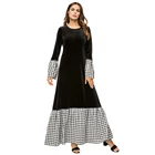 Zakiyyah 7341 New Arrival Black Velvet Fabric Arab Dubai Abaya with Lattice Design
