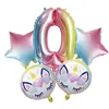 High Quality 32 Inch Gradient Color Aluminum Foil Numbers Star Unicorn Ball Balloon For Party Decoration