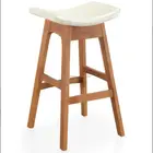 Mid century wood leg bar stool curved saddle seat
