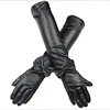 Opera Length Winter Warm Leather Gloves With Bowknot At The Wrist