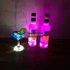 8 modes Multi color light LED bottle light sticker coaster for Bar and Clubs