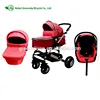High quality GREENSKY baby pram 3 in 1 baby stroller manufacture Linen fabric Baby stroller + Car seat + Carry Cot