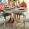 American provincial style dining room solid wood furniture antique finished round dinging table