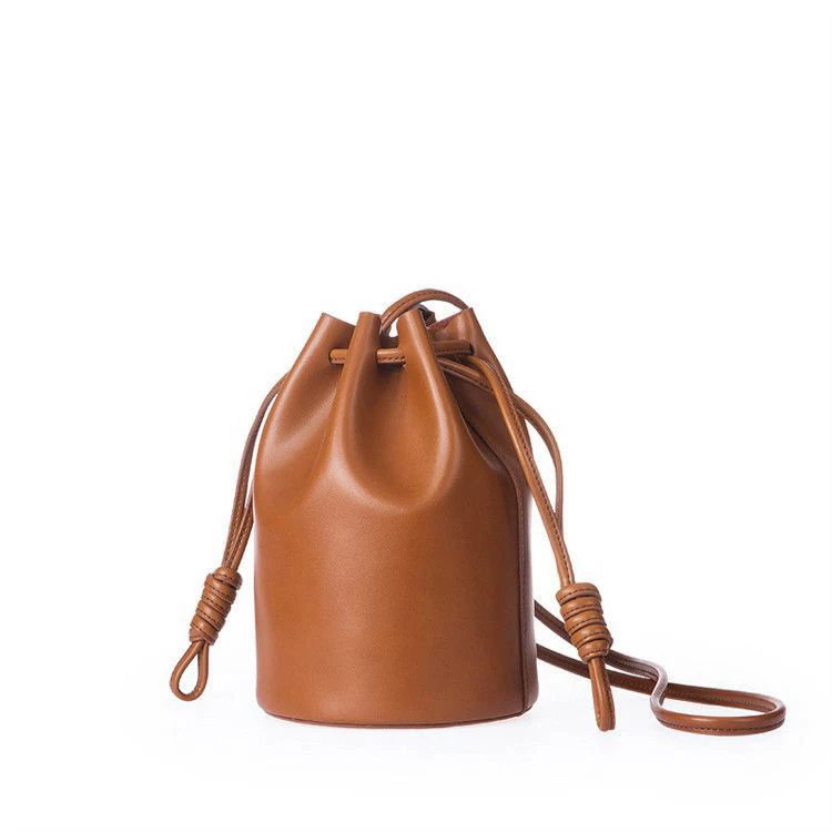 Best OEM Brand Name Bags Branded PU Leather Drawstring Bucket Crossbody Handbags