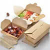 Hot Top Sale Food Grade Acid Free Disposable 750ml/1000ml Brown Kraft Paper Custom Logo Fast Food Box Takeaway Packaging