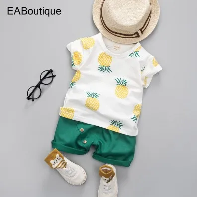 EABoutique cotton 2pcs Tshirt+shorts baby boy clothes sleeveless pineapple print baby clothes boy 0-4 year Q0373
EABoutique cotton 2pcs Tshirt+shorts baby boy clothes sleeveless pineapple print baby clothes boy 0-4 year Q0373