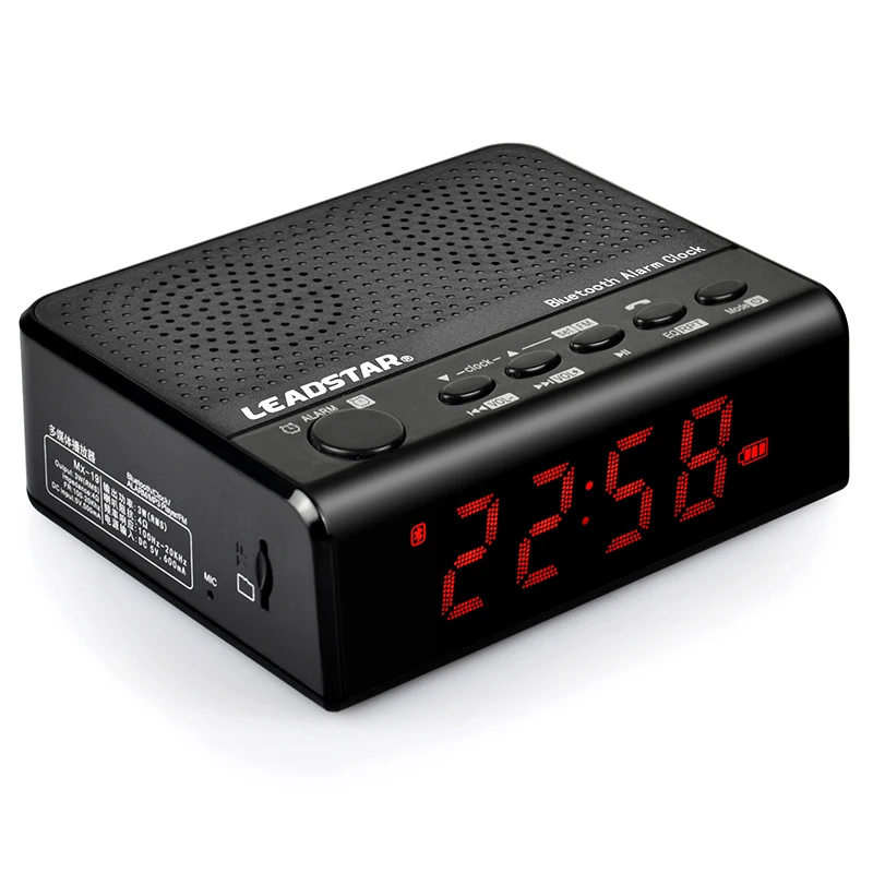 MX-19 desktop alarm clock BTwireless pairing speaker autoplay MP3 FM Radio HiFi USB dual azan alarm speaker clock with LED, Black 
MX-19 desktop alarm clock BTwireless pairing speaker autoplay MP3 FM Radio HiFi USB dual azan alarm speaker clock with LED, Black