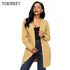 Women Solid Color Longline Cardigan Casual Open Front Pockets Long Sleeve Knitted Sweater New Autumn Elegant Brief Knitwear