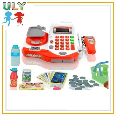 Funny kids educational pretend play toys plastic scanner toy cash register