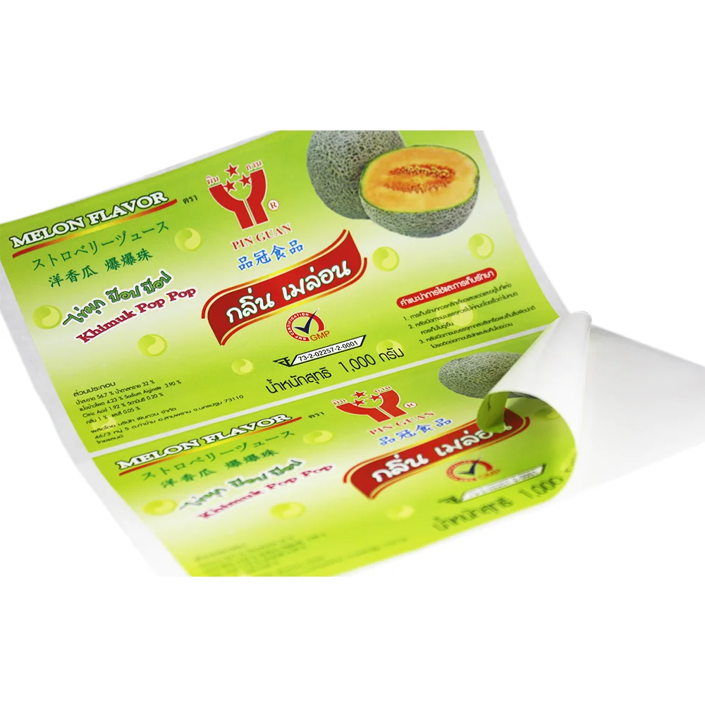 High quality custom printing waterproof vinyl food products label sticker