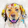 Hot Sell Handmade Bright Colored Animal Dog Head Canvas Oil Painting For Home