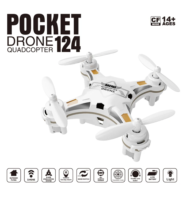 1. SBEGO_124_White_Pocket_Drone_One_Key_Switch_Controller_USB_Charger_Mini_RC_Quadcopter_RTF