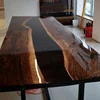 epoxy table american black walnut slab + clear black epoxy resin custom made dining table