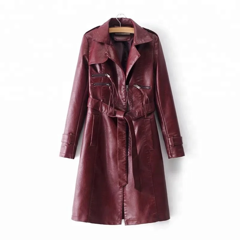 Wholesale High Quality Red Long Overcoat Leather Coats Women, Black;red;pink;khaki or customized
Wholesale High Quality Red Long Overcoat Leather Coats Women, Black;red;pink;khaki or customized