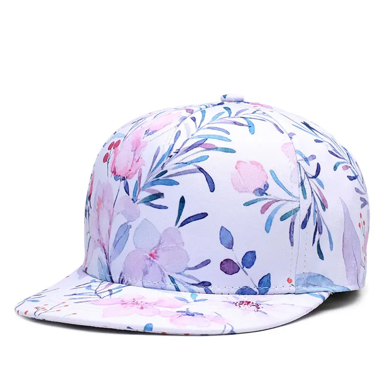 2017 new fashion flat brim custom print  floral snapback cap hat 