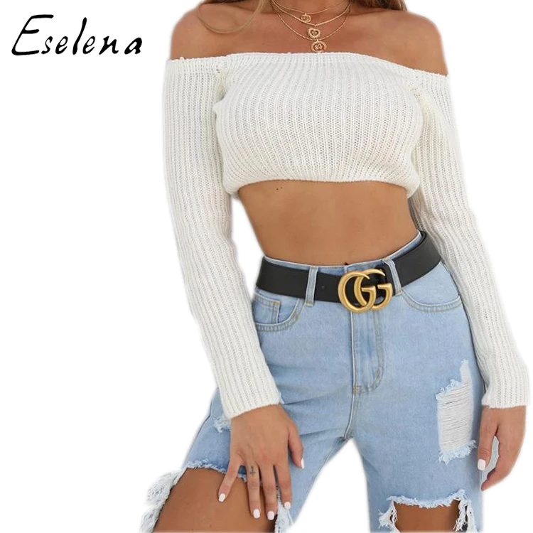 Factory clothing wholesale OEM custom women wear coarse knit sweater a word collar crop top
Factory clothing wholesale OEM custom women wear coarse knit sweater a word collar crop top