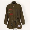 Closeout stock lot 100% cotton ladies army green military parka button trench chino jacket coat