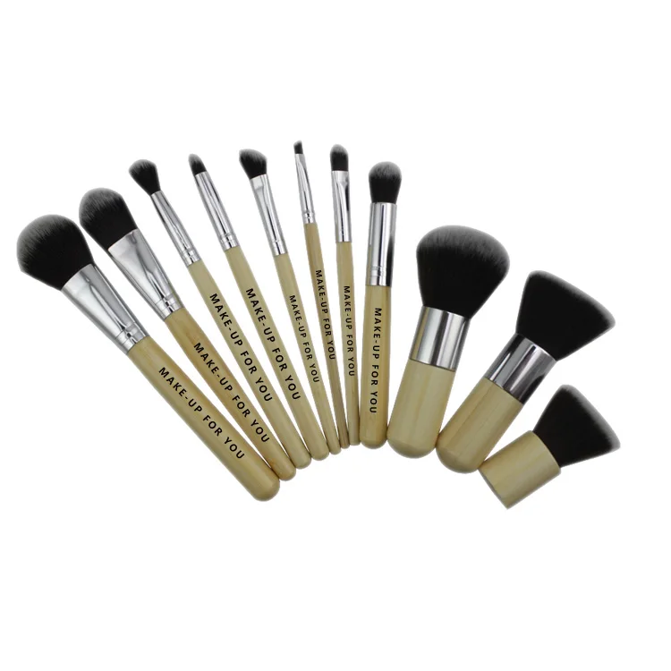 High Quality Professional Private Label 11pcs Vegan Bamboo Makeup Brushes
