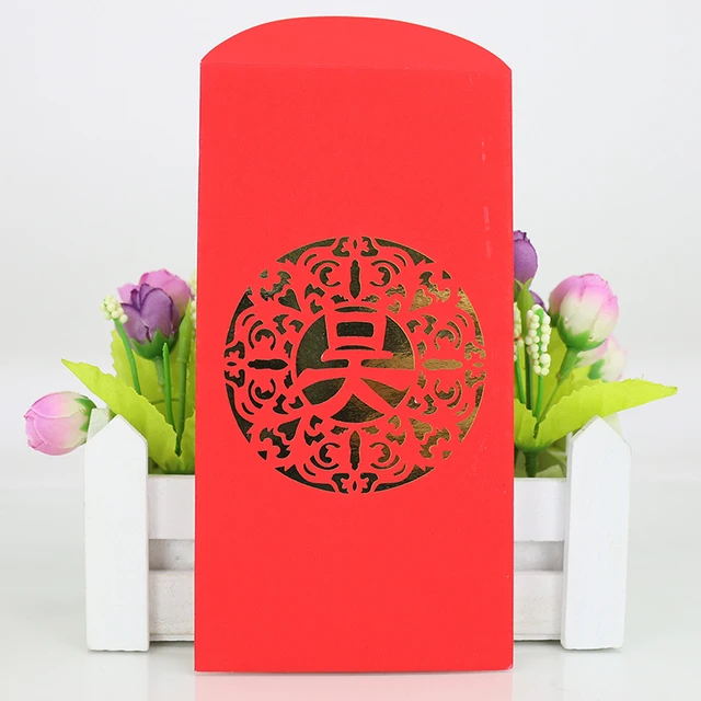 factory oem/odm gift design laser cut red pocket envelope design