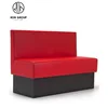 Restaurant Wooden Frame Red Leather Booth Sofa Seating