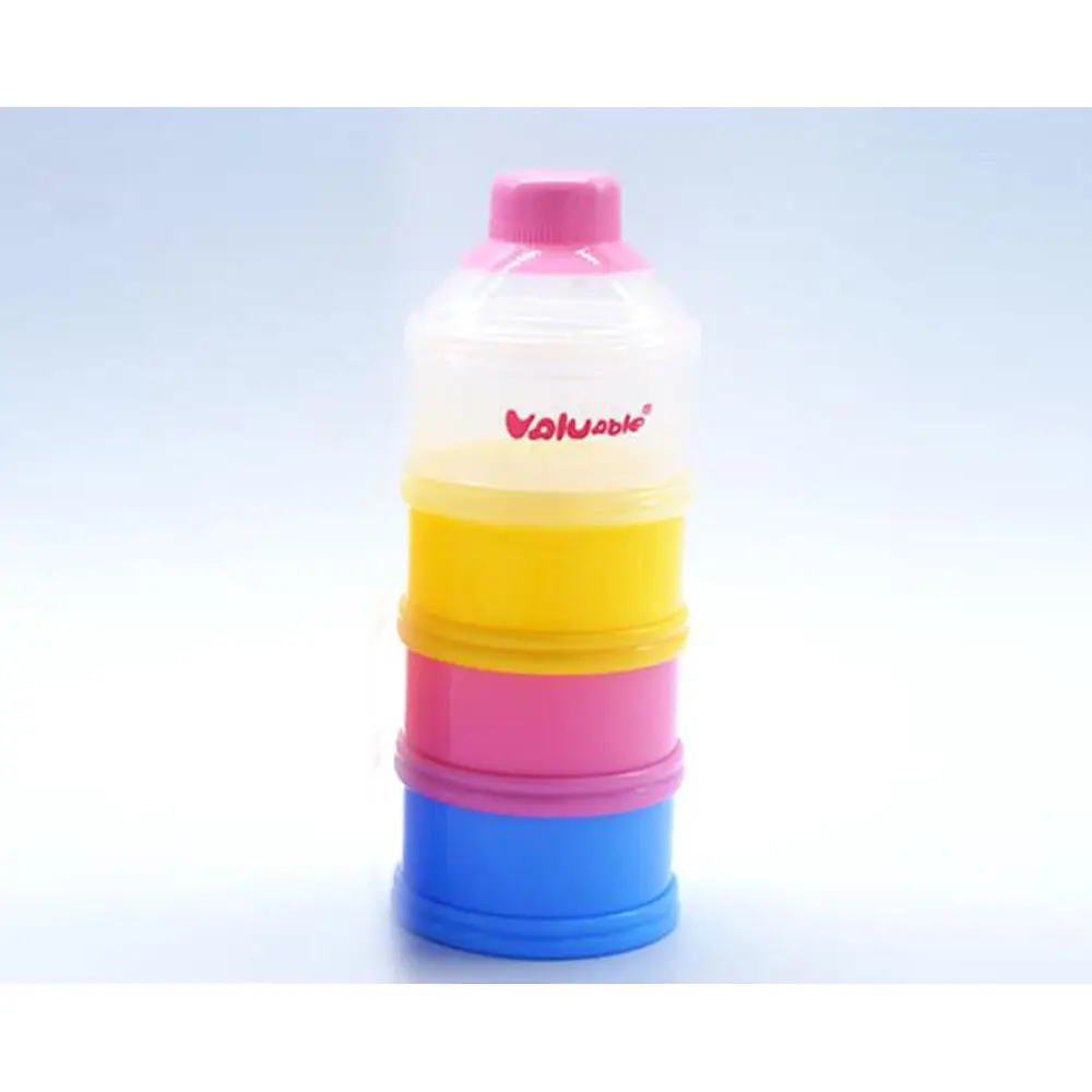 Baby pink useful milk powder box portable baby high-capacity milk powder case with four parts