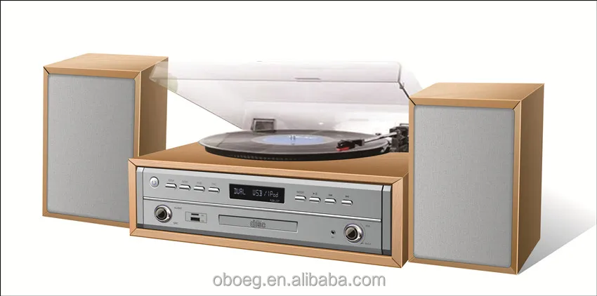 Three speed 33/45/78 wooden turntable CD record player with Mp3 converter
