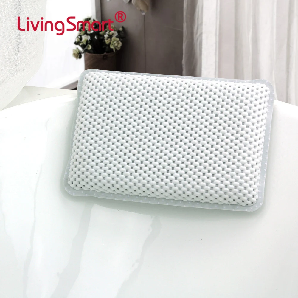 Cushioned Spa PVC foam bath pillow with suction cups, White
Cushioned Spa PVC foam bath pillow with suction cups, White