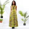 Hot Sale African Latest Design Wax Print Maxi Elegant Party Lady Women Pleated Dress