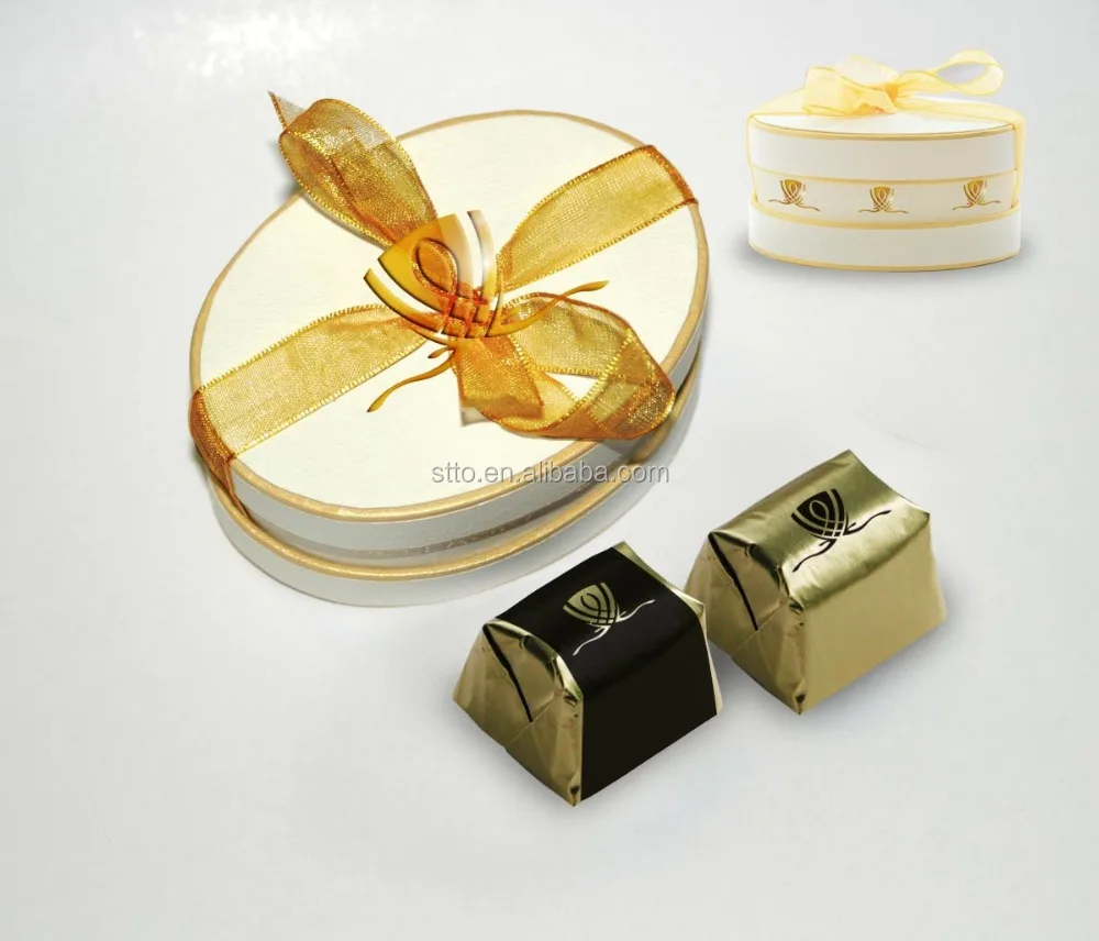 ovan shaped small chocolate paperboard gift boxes with lid &