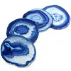 Modern Blue Agate Coasters with Rubber Bumpers (4.7"-6"). Geode Stone Slices. Perfect Drink Holder for any Glass or Cup
