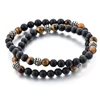 6mm black agate beads bracelet Hot Selling yellow Tiger eye 2 layer Bracelet extra long bracelets