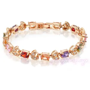 gifts for teenage girls gold plated multi-color crystal bracelet