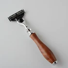 3 Blade ecofriendly wood handle design safety shaving razor