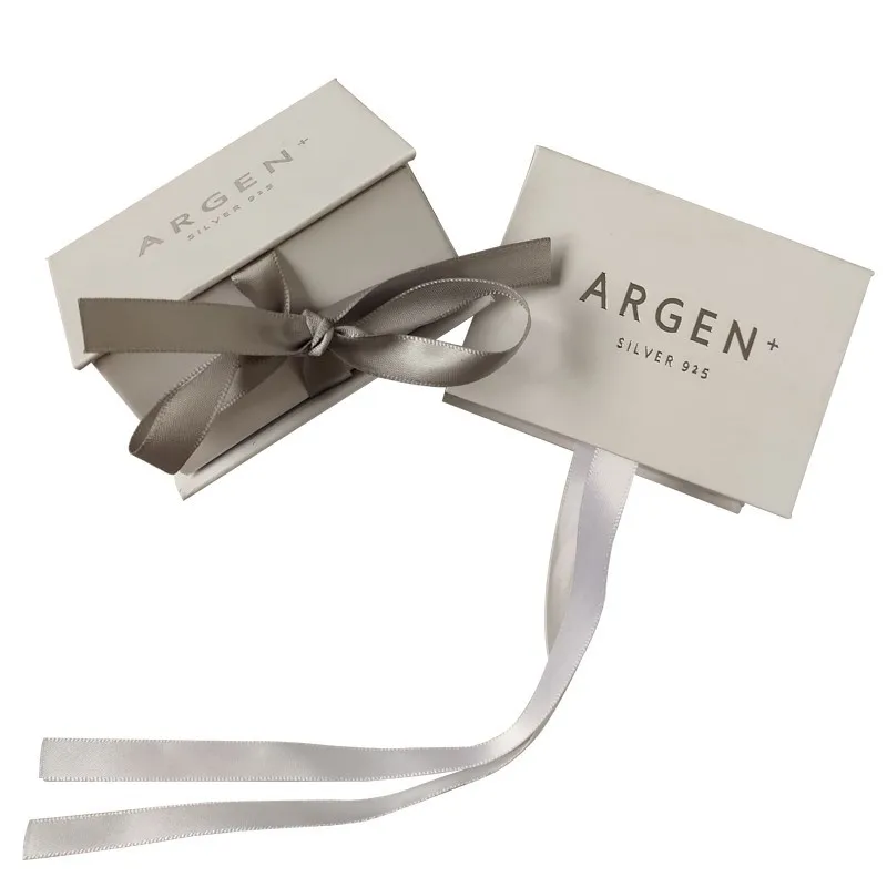 luxury white cardboard with ribbon closure paper gift box