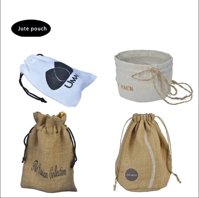 hot red linen favor drawstring pouches dyed linen small bags