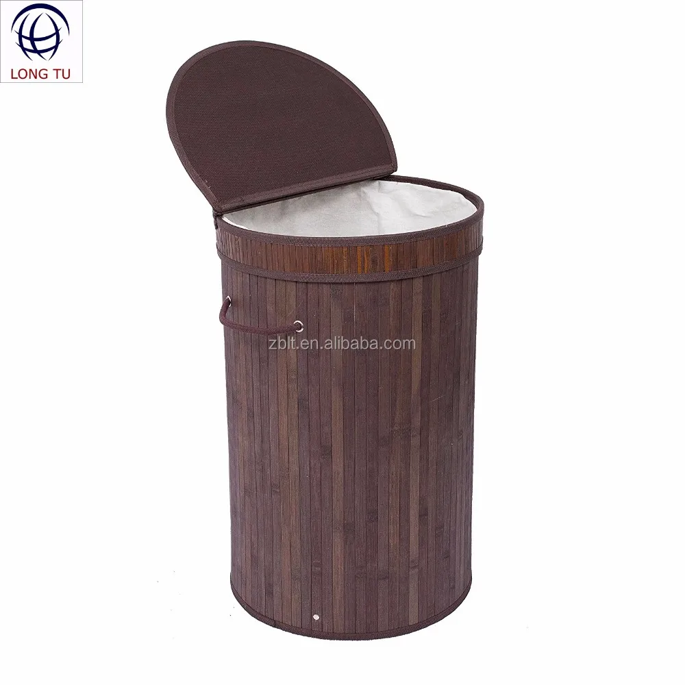 decorative natural pop up bamboo folding laundry hamper basket